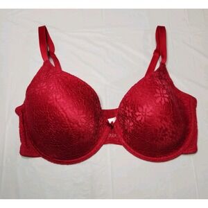 Laura Ashley‎ Bra 40DD Red Floral Lace Underwire Adjustable